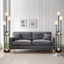 Floor Lamp With Shelf, Floor Lamp For Modern Living Room, 3 Light Standing Lamp With Linen Shade And Foot Switch