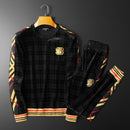 Pantalon de sport décontracté à col montant en velours pour homme