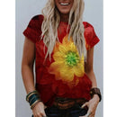 T-shirt d'été à manches courtes et col rond avec imprimé couleur populaire