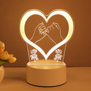 Lampe 3D en acrylique, USB, LED, veilleuse, néon, décoration de Noël, pour la maison, cadeau de Saint-Valentin