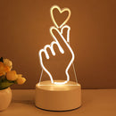 Lampe 3D en acrylique, USB, LED, veilleuse, néon, décoration de Noël, pour la maison, cadeau de Saint-Valentin