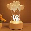 Lampe 3D en acrylique, USB, LED, veilleuse, néon, décoration de Noël, pour la maison, cadeau de Saint-Valentin