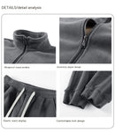 Polyester Herren Polar Fleece Verdickter Warmer Anzug Loses Revers Bequemer Mantel Mode Lässig Komplettset