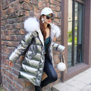 Raccoon Fur Big Collar Down Jacket Mid-length Slim Coat