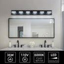 LED Modern Black Makeup Light, 6 Light Acrylic Matte Black Bathroom Makeup Light Covering Mirror