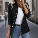 Women's Solid Color Stand Collar Double Breasted Long Sleeve Cardigan Office Casual Jacket For Spring&Fall