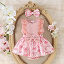 Girls' Two-color Lace Sleeve Baby's Gown