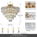 Golden Crystal Chandelier, 5-layer Round Semi-recessed Chandelier Lamp, Large Modern Luxury Chandelier, Suitable For Living Room, Dining Room, Bedroom, Corridor