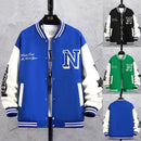 Buchstabendruck Farbblockjacke Ins Fashion Loose Button Rundhals Baseballmantel Top für Männer