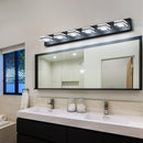 LED Modern Black Makeup Light, 6 Light Acrylic Matte Black Bathroom Makeup Light Covering Mirror