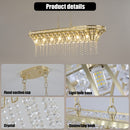 Modern Champagne Gold Kitchen Island Lamp - Oval Crystal Ceiling Chandelier