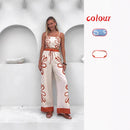 Ensemble haut à bretelles et pantalon large à fleurs tendance