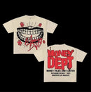 Retro Lockeres Kurzarm-Baumwolltop mit Rundhalsausschnitt Gothic