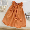 Girls' Bowknot Sleeveless Top Bud-shaped Pants Two-piece Suit