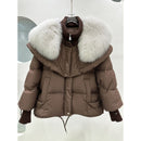 High-end Fox Fur Collar White Duck Down Short Down Jacket Female Light Luxury Loose And Warm Puffer Jacket Coat