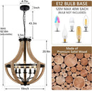 Solid Wood Modern Chandelier For Dining Room, Living Room, Kitchen, Island, Bedroom, Foyer, Height Adjustable, Brown Unavailable Platforms- Welfel
