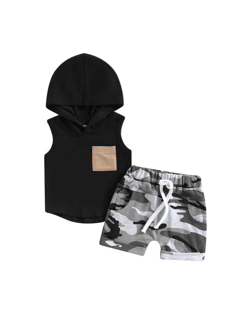 Boys' Hooded Vest T-shirt Suit