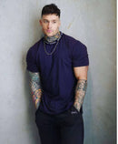 Neues Fitness-Trainings-T-Shirt für Herren aus reiner Baumwolle mit kurzen Ärmeln