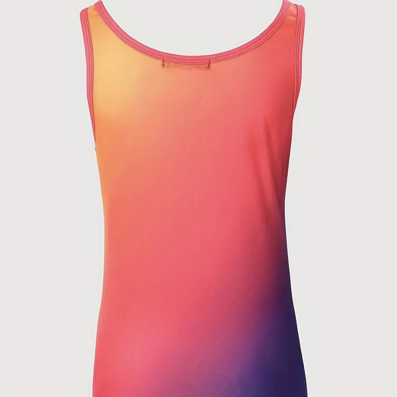 Women's V-neck Gradient Color Versatile Printed Pattern Tank Top