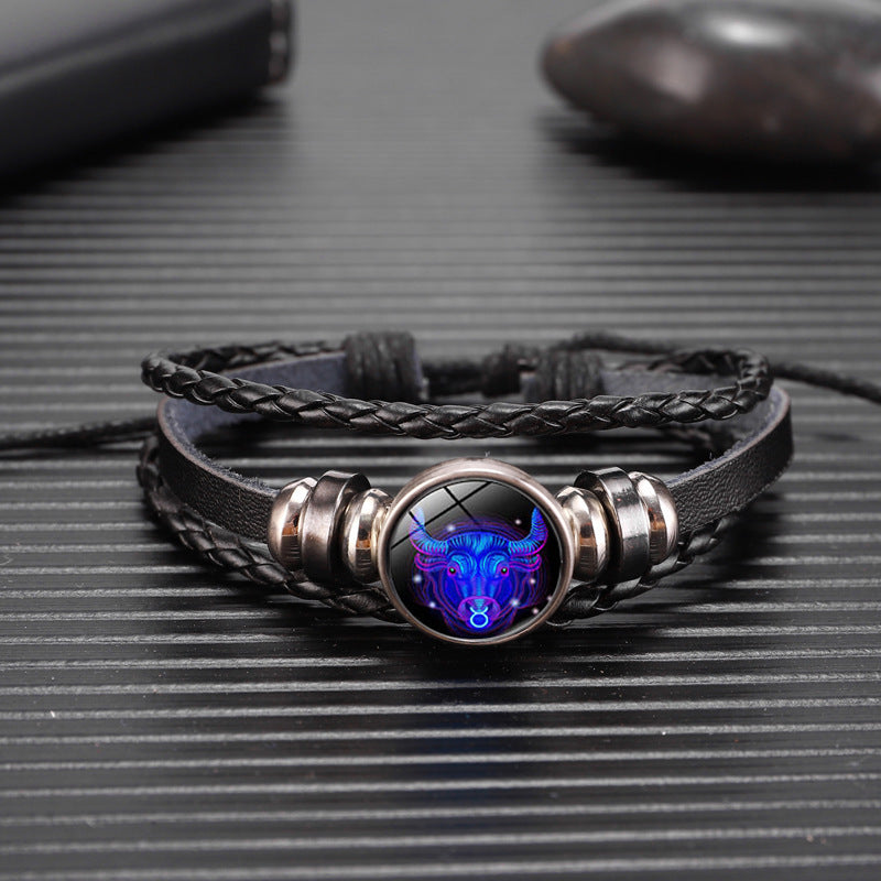Bracelet tressé avec constellation du zodiaque pour hommes, femmes et enfants