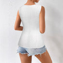 Summer Sleeveless Women's Solid Color Jacquard Camisole Pullover With Hollowed Out Top
