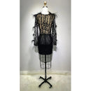 Mesh Long-sleeved Sequin Feather Casual Dress