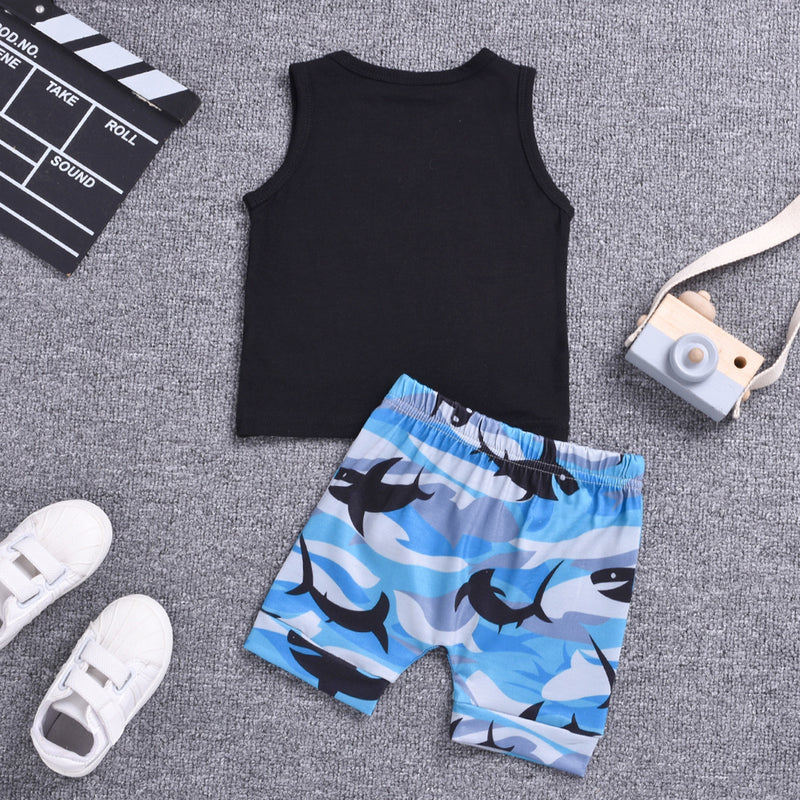 Boys' Lapel Shirt Two-piece Pants