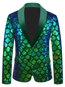 Men's Velvet Colorful Turning Piece Scale Sequined Costume