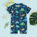 Short Sleeve One-piece Boy Swimsuit