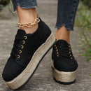 New European And American Cloth Rubber Cloth Lace Loop Round Toe Shoes