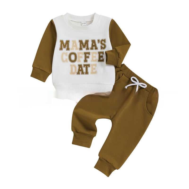 Fashion Personality Boy's Printed Sweater Suit