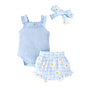 Sunken Stripe Sling Romper Printed Shorts