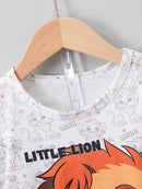 Small Stone Print And Suspender Pants Baby Clothing Two-piece Set