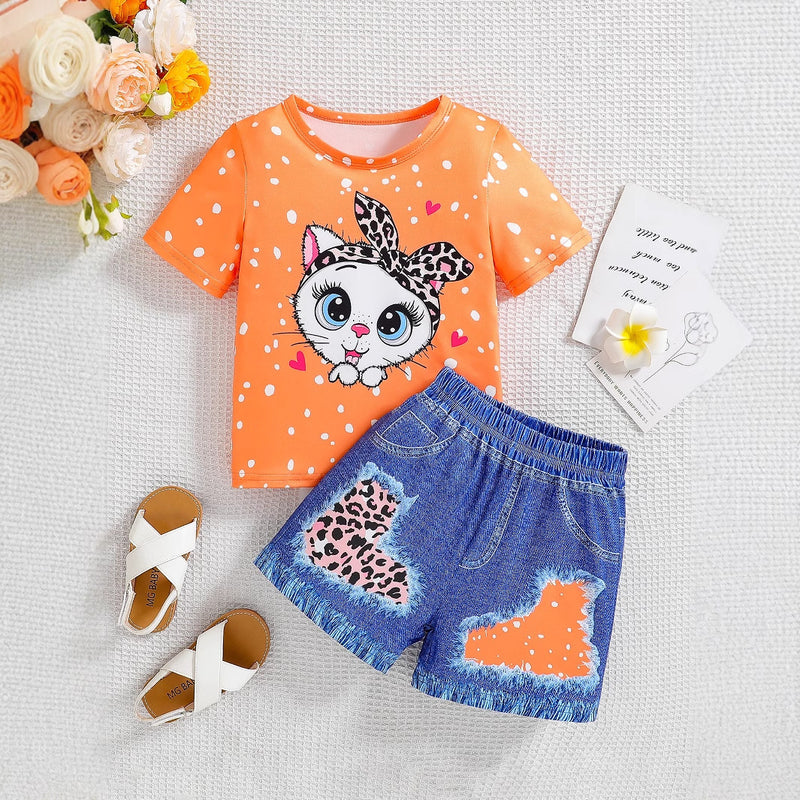 Cartoon Leopard Print Printed Two-piece Suit