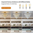Golden Crystal Chandelier, 5-layer Round Semi-recessed Chandelier Lamp, Large Modern Luxury Chandelier, Suitable For Living Room, Dining Room, Bedroom, Corridor