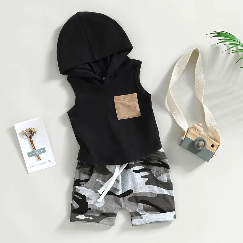 Boys' Hooded Vest T-shirt Suit