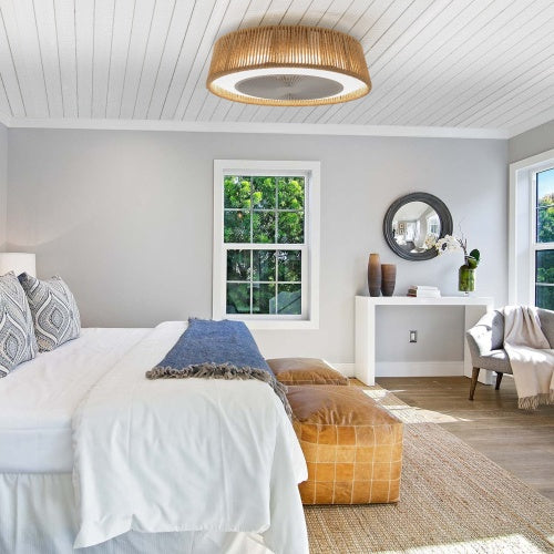 Dimmbare LED-Deckenleuchte im Bohemian-Stil mit eingebautem Ventilator – Fernbedienung