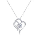 Heart To Heart Connected Luxury Fashion Diamond Pendant Necklace Set With Mosan Diamond Silver Ornaments