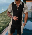 Zweiteiliger Anzug mit Streifenmuster und Revers