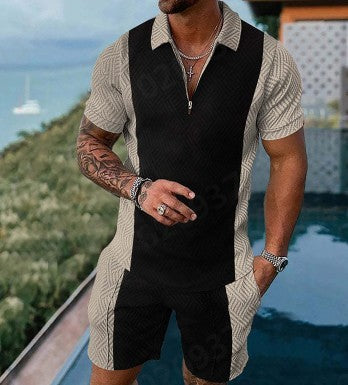 Zweiteiliger Anzug mit Streifenmuster und Revers