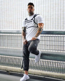 Neues Fitness-Trainings-T-Shirt für Herren aus reiner Baumwolle mit kurzen Ärmeln