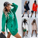 Women's Solid Color Hooded Mid-length Sweater