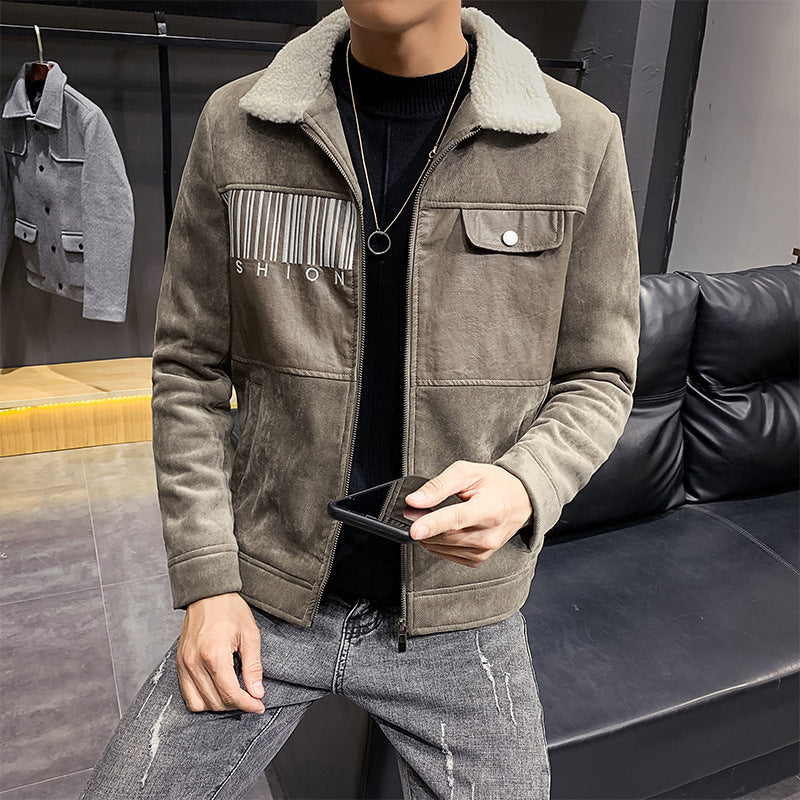 Deerskin velvet jacket youth Korean style lapel