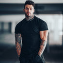 Neues Fitness-Trainings-T-Shirt für Herren aus reiner Baumwolle mit kurzen Ärmeln