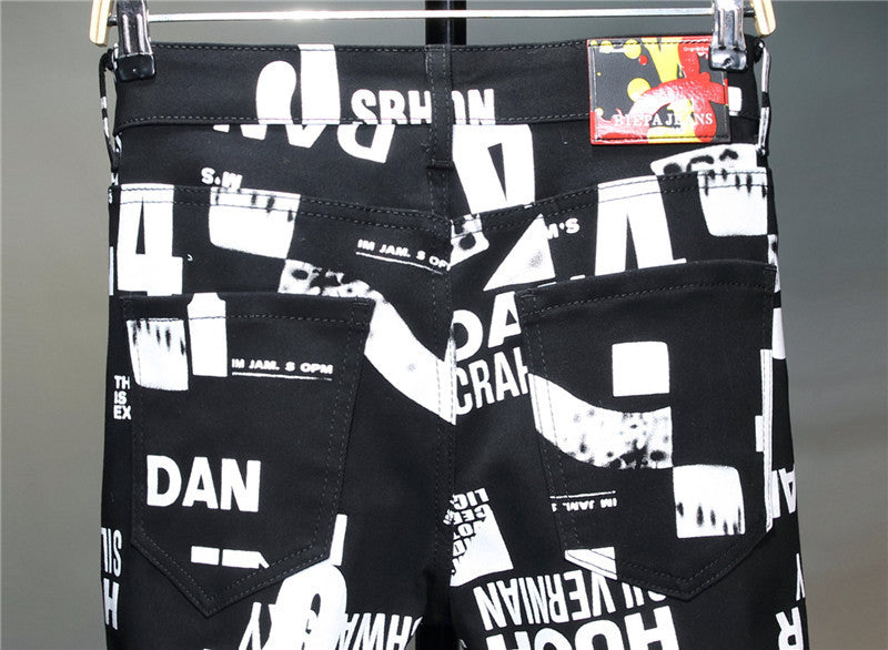 Bedruckte Hose Herren Slim-Fit Blumenhose Stretchhose