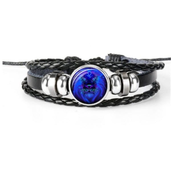 Bracelet tressé avec constellation du zodiaque pour hommes, femmes et enfants