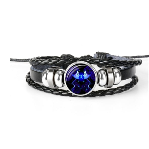 Bracelet tressé avec constellation du zodiaque pour hommes, femmes et enfants
