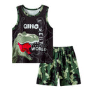 Printed Vest Suit Boys And Girls Casual Handsome Sets