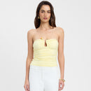 Solid Color Chest-wrapped Backless Pleated Agate T-shirt