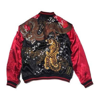 Dragon and tiger bucket embroidery double-sided jacket